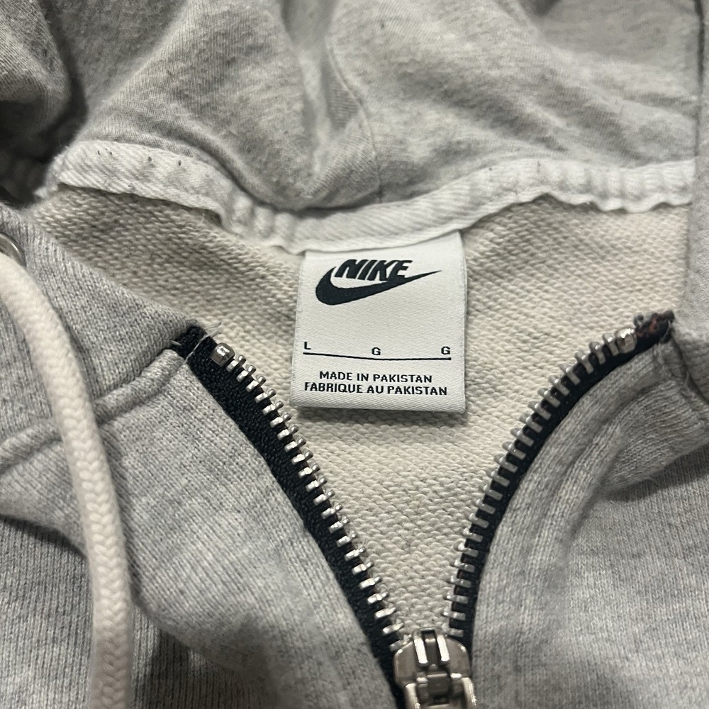 Nike Hoodie Gray 1/4 Zip Heavy Sweatshirt Fleece Swoosh Loose Fit | Size Large - Picture 3 of 4